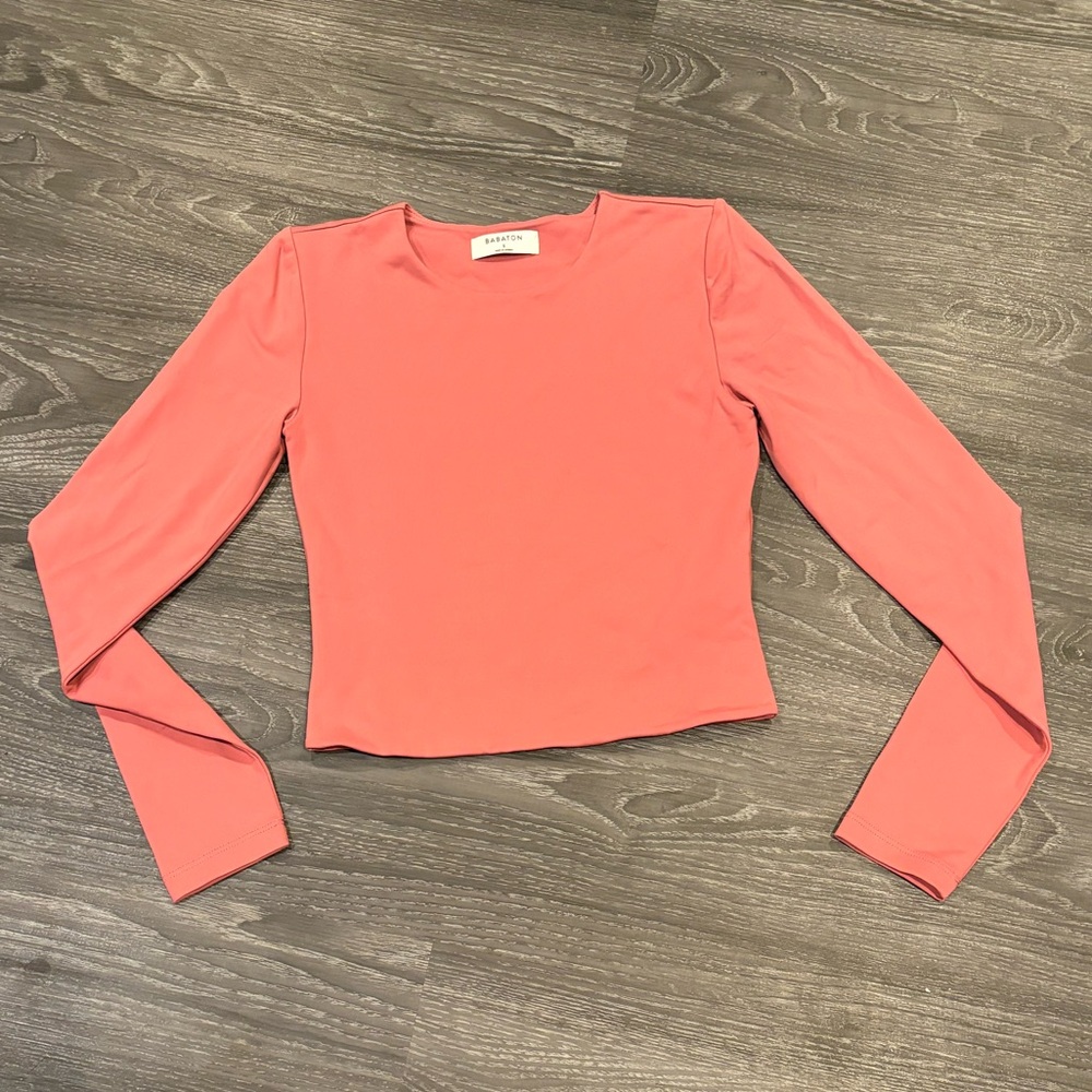 Aritzia Babaton Cropped Long Sleeve Pink Women’s Shirt, Size S